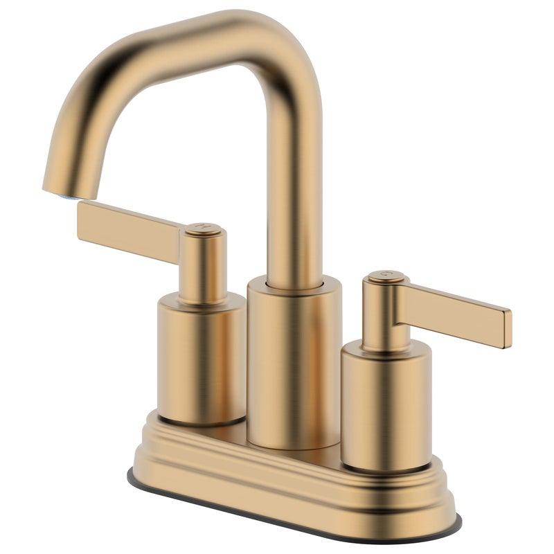 Derengge Brushed Gold Bathroom Faucet,Two Handle 4 Inch Centerset Bathroom Sink Faucet with Push up Pop-up Drain,F-M4501-CS - Image 1